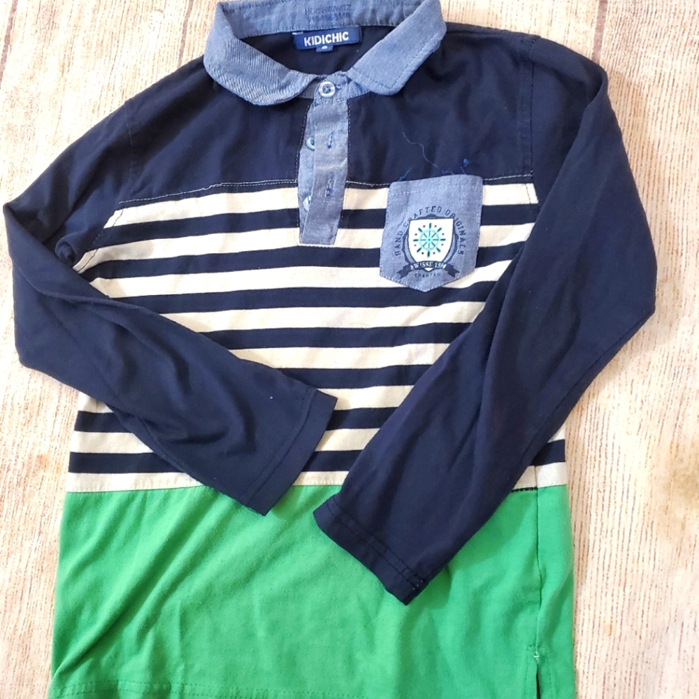 Kidichic long sleeve striped polo sz 8